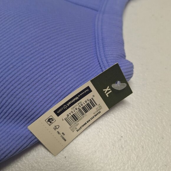No Boundaries Bralette Seamless Removable Pads Womens XL With Tags Blue Ribbed - Picture 5 of 6